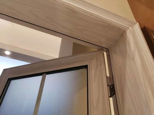 Solid Wood Grain Hinged Glass Shower Door , 45mm Aluminum Frame Glass Door