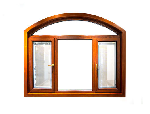 Wood Drain Frame Aluminium Casement Window Two Sides Open With Mesh