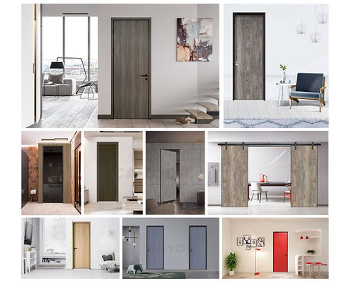 Solid Wood Grain Hinged Glass Shower Door , 45mm Aluminum Frame Glass Door